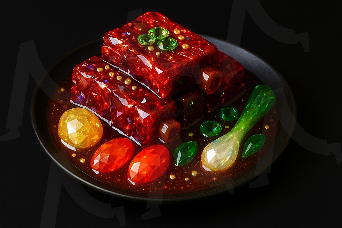 보석 돼지갈비찜 | ai, 매운 돼지갈비, Spicy Korean Food, korean food art, gemstone | 스탠바이 STANDBUY 디지털 콘텐츠