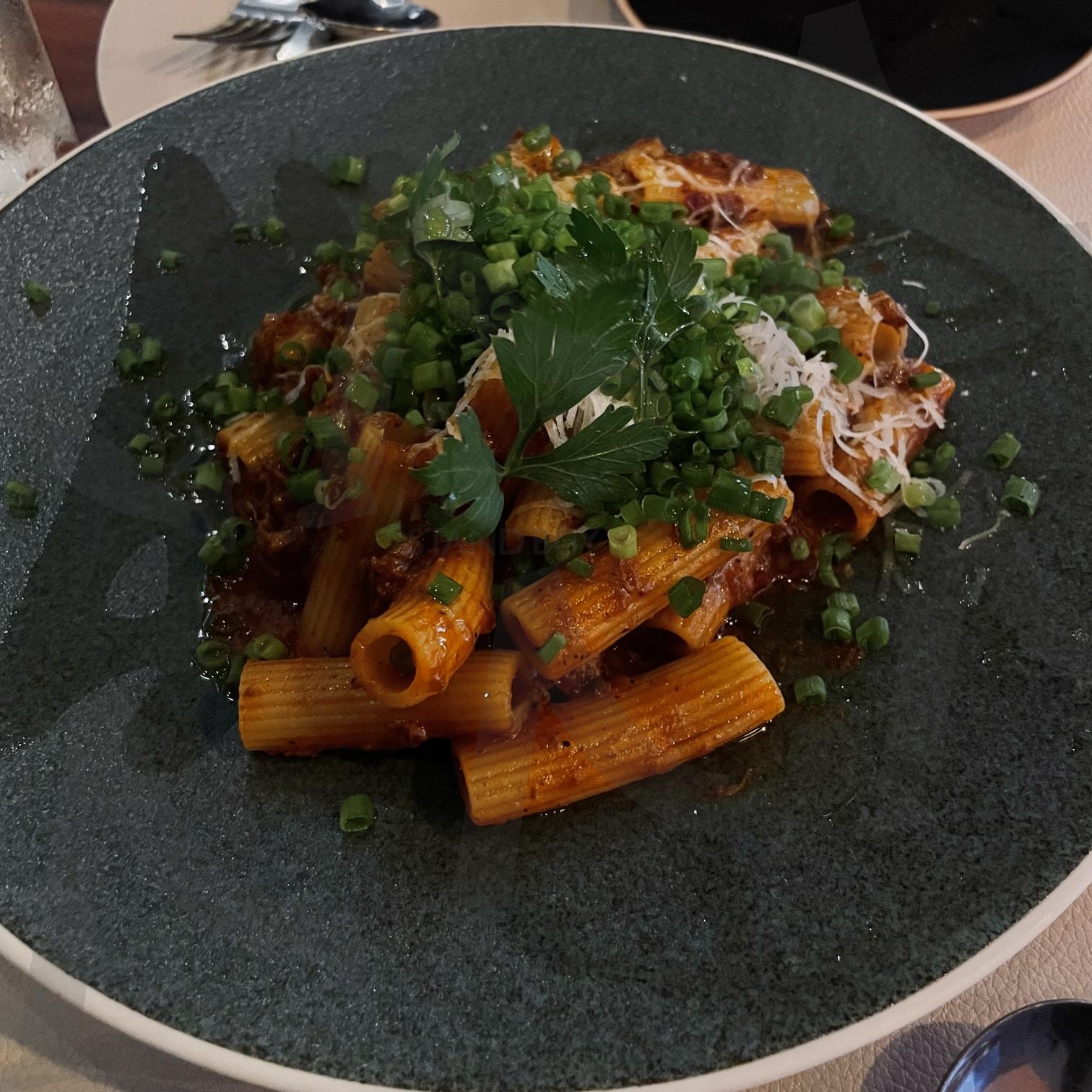 리가토니 라구 파스타 – 깊은 풍미와 정제된 플레이팅의 만남 | 리가토니, 라구파스타, 고기파스타, 이탈리안요리, 파스타사진, 저녁식사, 미식디너, 파인레스토랑, 치즈토핑, 감성푸드, 정갈한플레이팅, 고급요리, 메뉴촬영, 음식사진 | 스탠바이 STANDBUY 디지털 콘텐츠