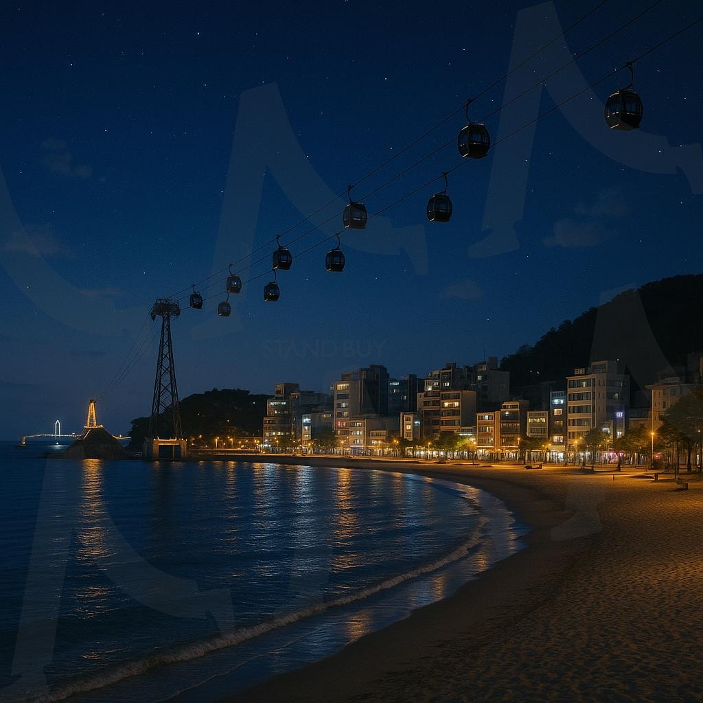 송도해수욕장 저녁의 풍경(Evening view of Songdo Beach) | 송도, 저녁, 풍경, 밤바다, songdo, evening, Scenery, night sea, ai | 스탠바이 STANDBUY 디지털 콘텐츠