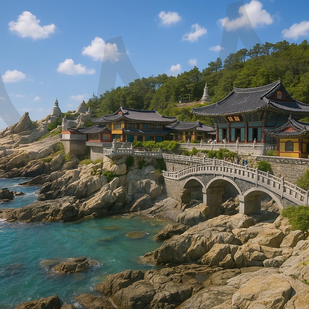 한가로운 해동용궁사(a leisurely Haedong-yong Palace) | 한가로운, 낮, 해동용궁사, 바다, Relaxed, daytime, Haedongyonggungsa, and the sea, ai | 스탠바이 STANDBUY 디지털 콘텐츠