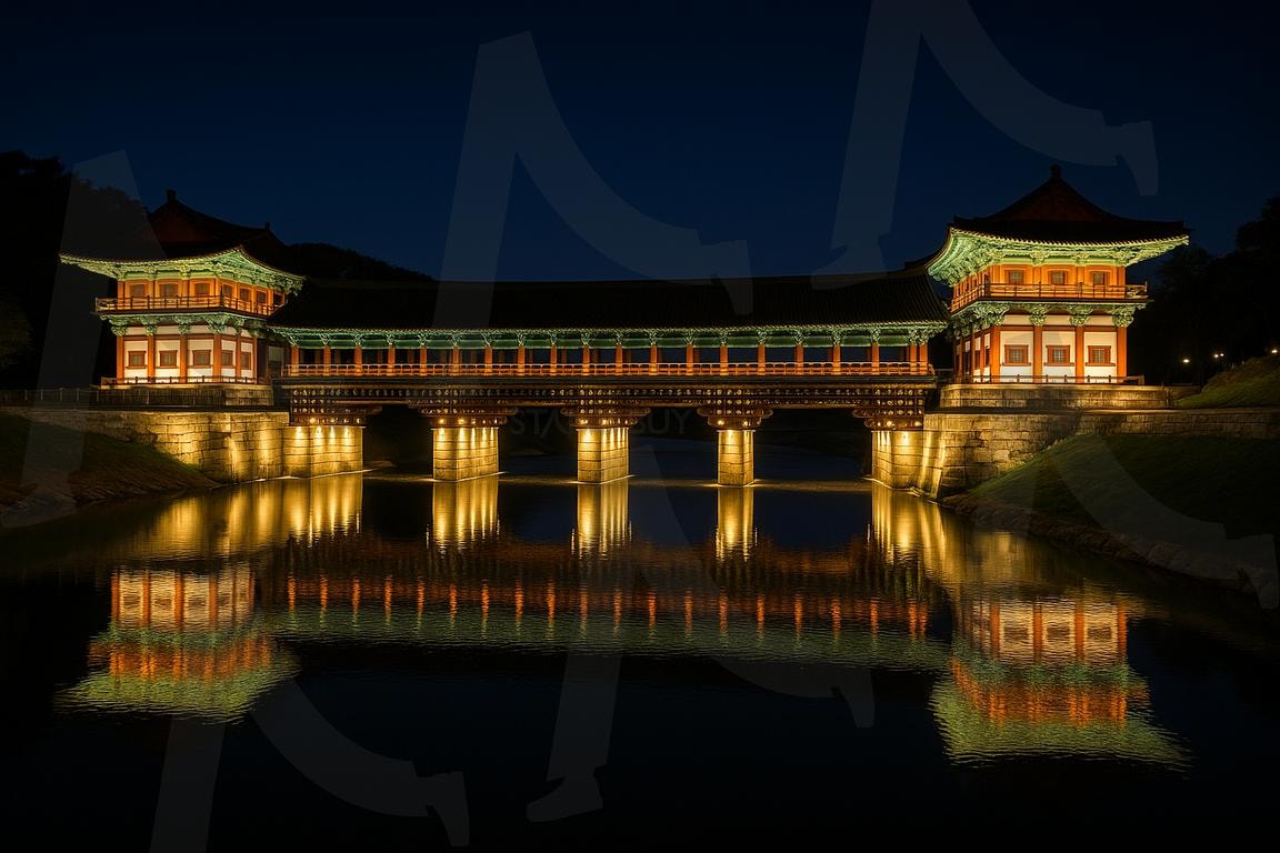 경주 월정교의 밤(Night at Woljeonggyo Bridge in Gyeongju) | 경주, 월정교, 밤, 야경, Gyeongju, woljeonggyo, night view, night view, ai | 스탠바이 STANDBUY 디지털 콘텐츠