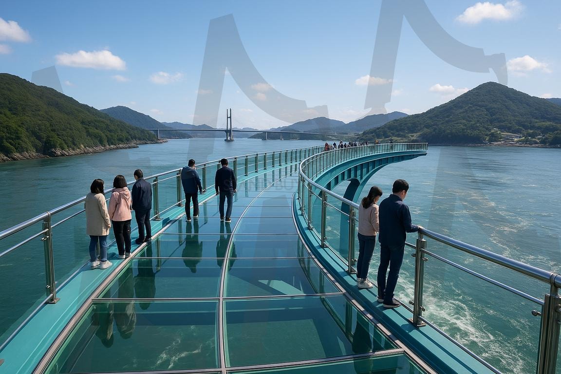 울둘목 스카이워크 풍경(Skywalk Scenery of Woollimok) | 날씨가 좋은, 울둘목, 스카이워크, 산책, Good Weather, wool, Skywalk, Walk, ai | 스탠바이 STANDBUY 디지털 콘텐츠