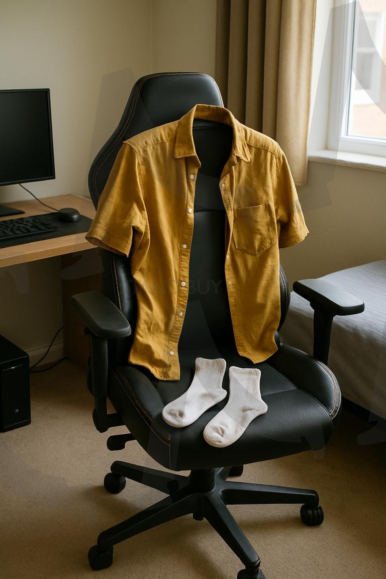 새로운 만남의 설레임(the excitement of a new meeting) | 의자, 옷, 만남, 설레임, chair, clothes, meeting, excitement, ai | 스탠바이 STANDBUY 디지털 콘텐츠