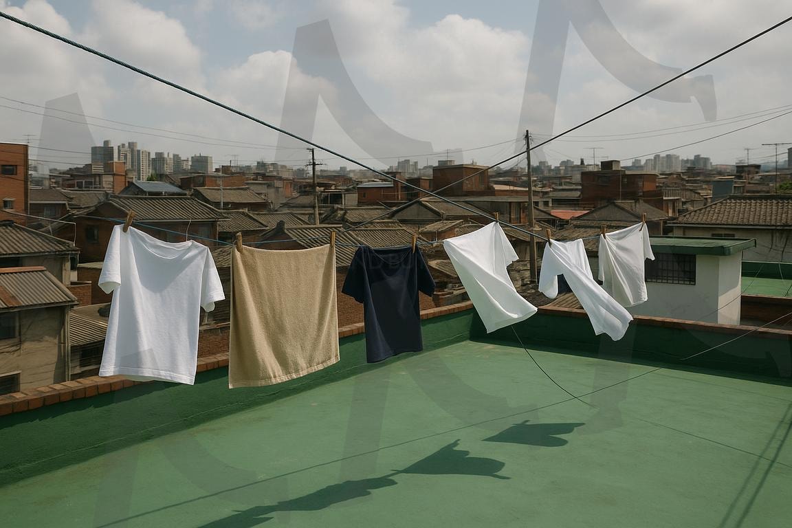 부와 빈곤사이의 자유로움(freedom between wealth and poverty) | 도시, 판자촌, 빨래, 자유로운, cities, shanty towns, free, laundry, ai | 스탠바이 STANDBUY 디지털 콘텐츠