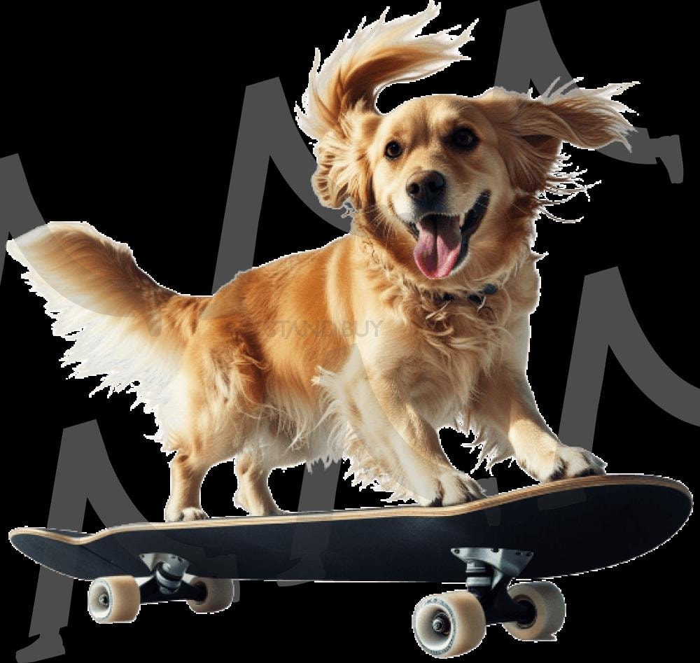 스케이드보드 타는 개 | 반려동물, 강아지, 댕댕이, 스케이드보드, 가족, 개, 리트리버, ai | 스탠바이 STANDBUY 디지털 콘텐츠