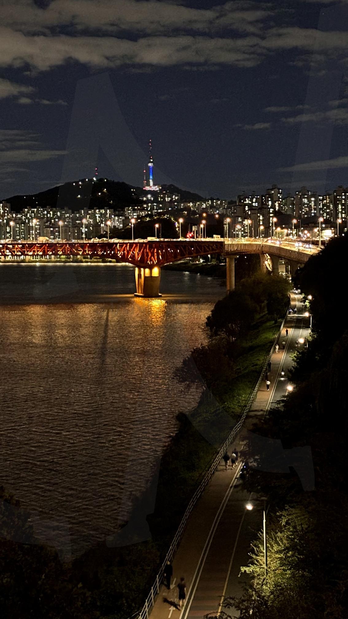 성수 구름다리에서 바라본 화려한 서울의 밤 (세로) | 서울, 성수 구름다리, 성수대교, 남산타워, 도심, 야경, 한강, 서울의 밤, 감성, 야경 명소, 야경 스냅 | 스탠바이 STANDBUY 디지털 콘텐츠