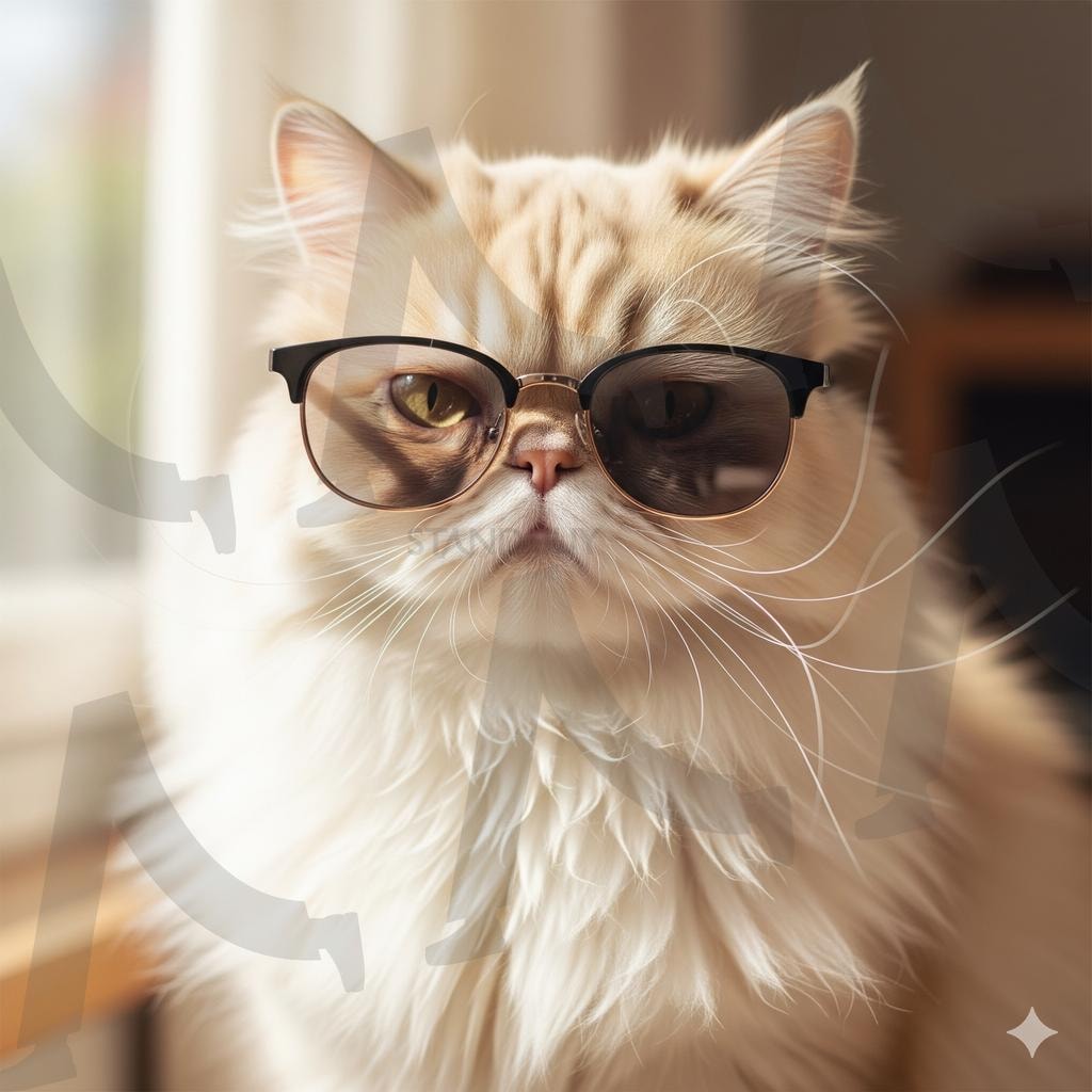 "지적인 고양이의 여휴로운 오후" | 감성사진, 펫 라이프스타일, 고양이, 안경고양이, 힐링이미지, 고양이 패션, 유머러스, 따뜻한 햇살, 창가, 우아함, 귀여움, 사진 | 스탠바이 STANDBUY 디지털 콘텐츠