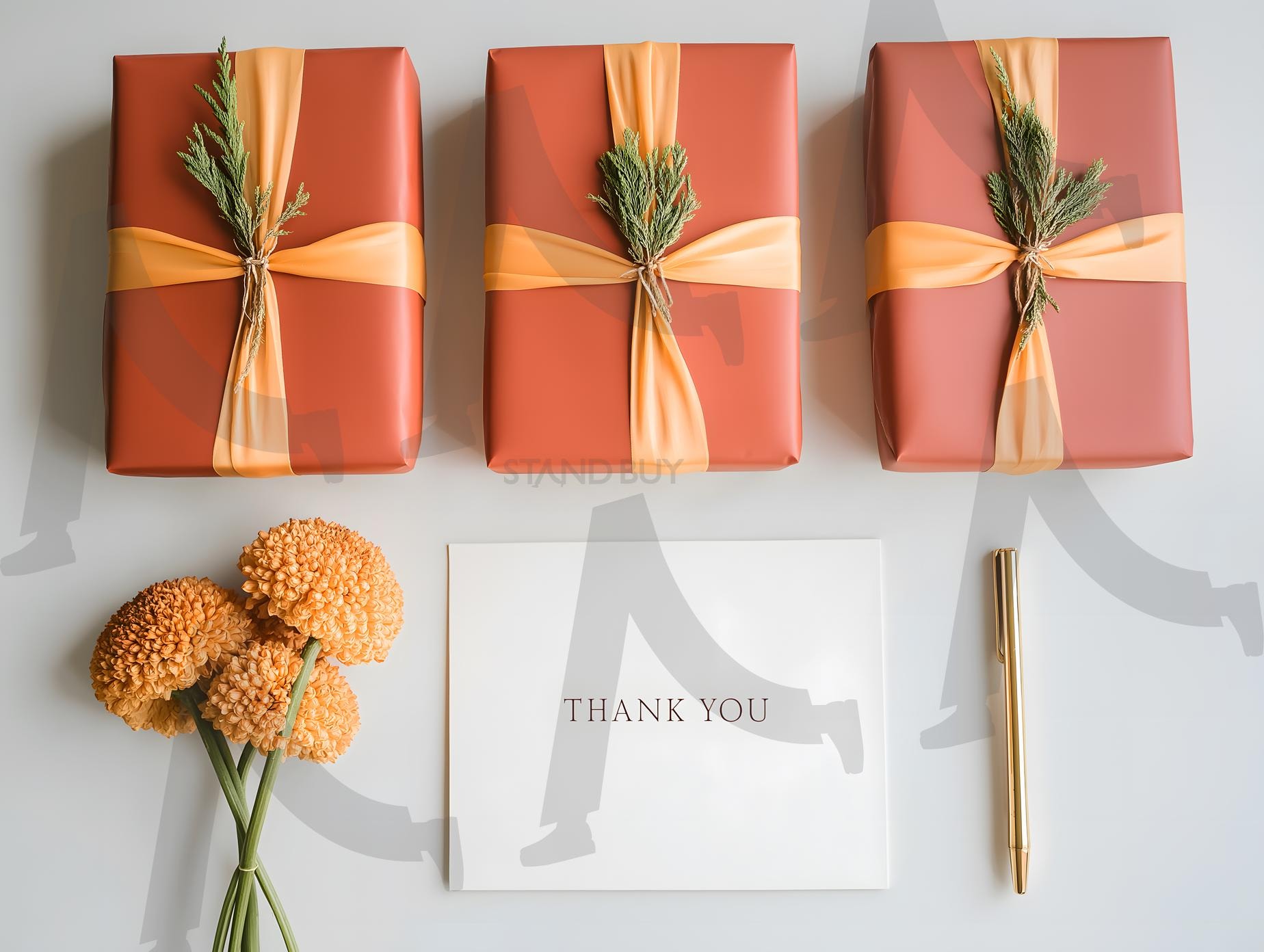 리본과 "Thank You" 카드가 있는 추수감사절 선물 상자, 플랫레이 사진 | 추수감사절, 카드, 감사, 기념일, 가을, 선물 상자, 리본, 선물, 포장, 인사, 표현, ai | 스탠바이 STANDBUY 디지털 콘텐츠