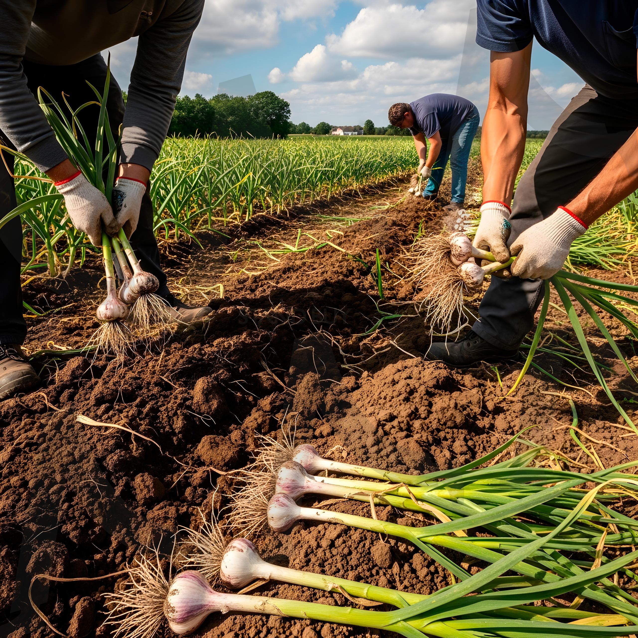 농부의 손길로 수확하는 마늘 | 마늘, 음식, 채소, 건강, 수확, 농부, 유기농, 농작물, 자연, 일, 농사, ai | 스탠바이 STANDBUY 디지털 콘텐츠