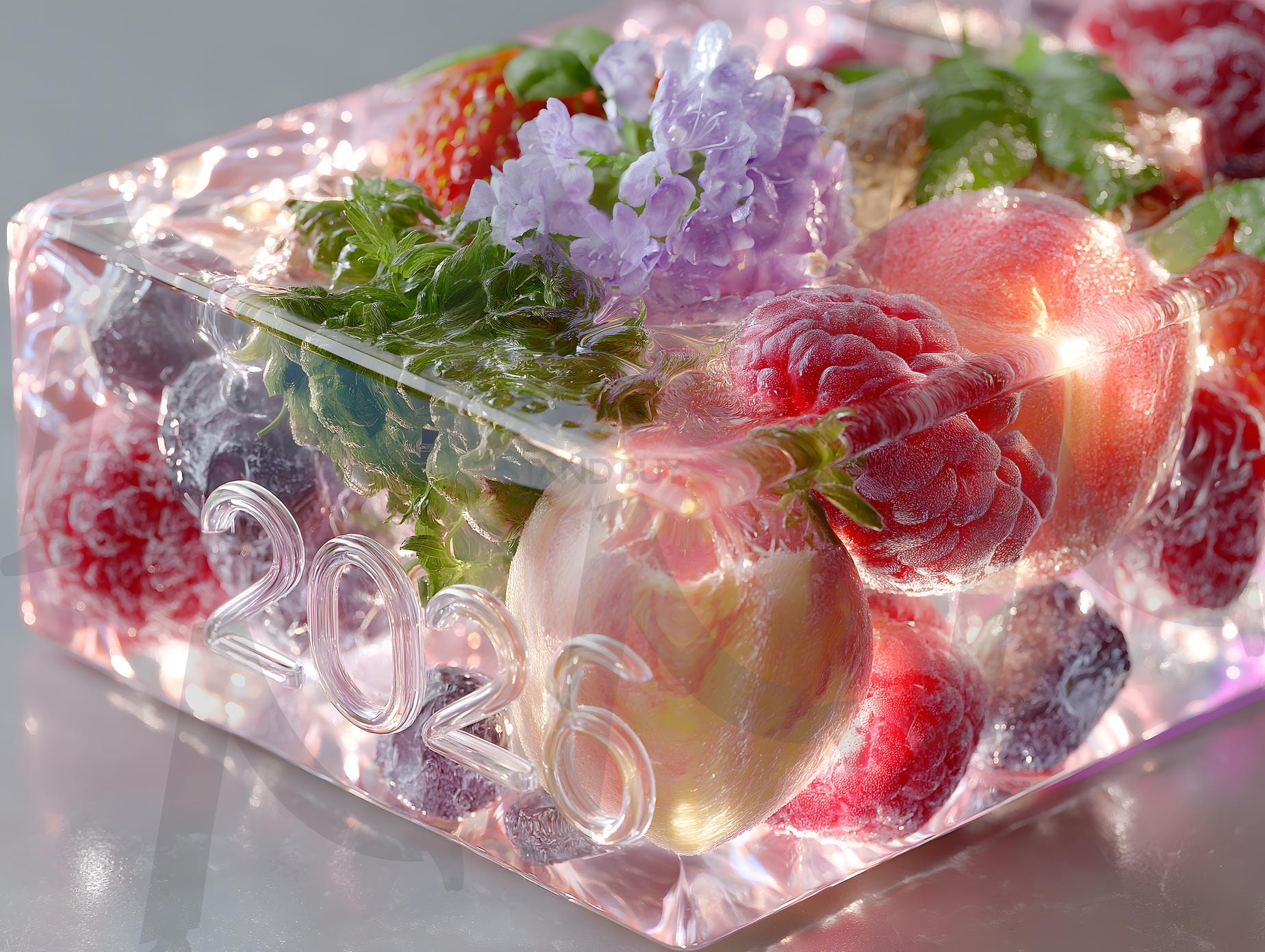 초현실적인 스타일로 과일과 채소로만 구성된 2026년 3D 네온 렌더링 | 새해, 2026, 음식, 과일, 3D, 네온, 채소, ai | 스탠바이 STANDBUY 디지털 콘텐츠