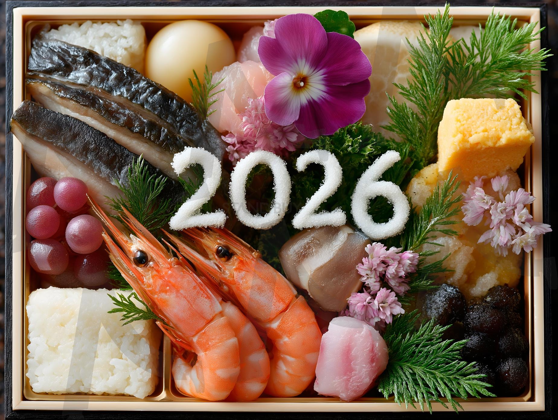 제목 (80자) 상징적인 음식과 새해 2026년을 장식한 일본 오세치 요리 도시락 | 새해, 2026, 일본, 도시락, 음식, 요리, 식사, ai | 스탠바이 STANDBUY 디지털 콘텐츠