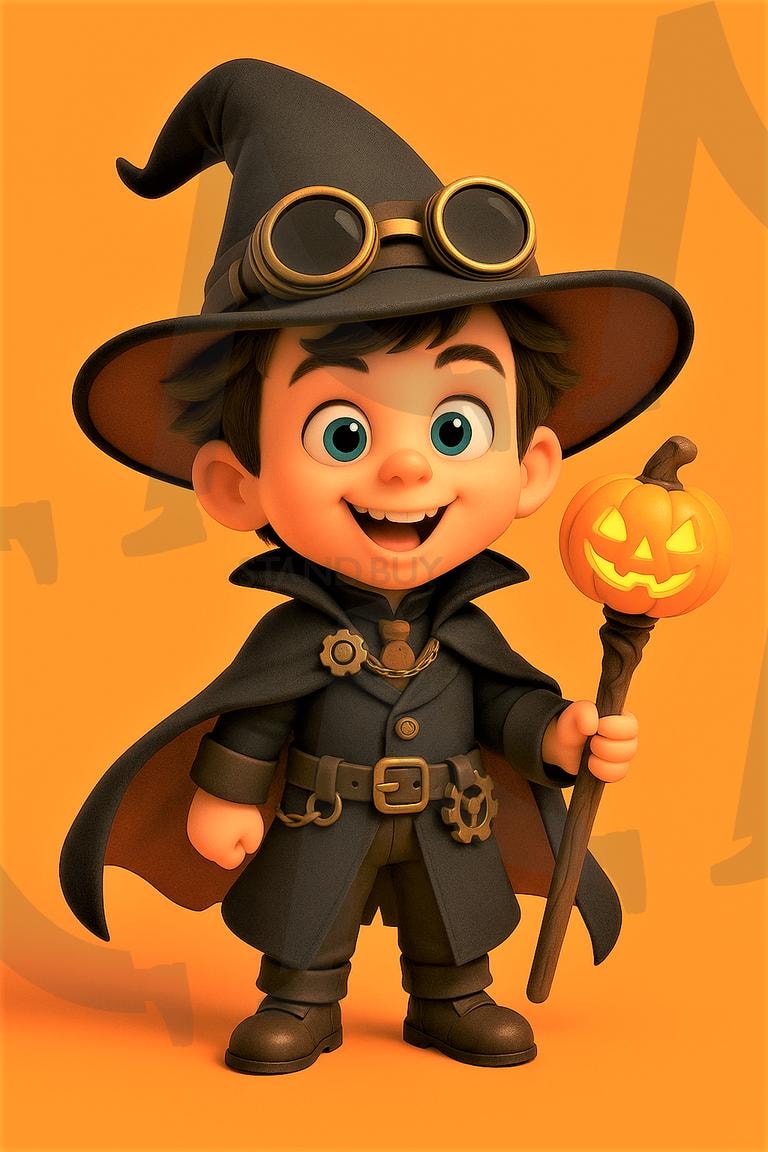 꼬마 마법사 카이 | 할로윈, 마법사, 할로윈데이, 카이, 호박등지팡이, ai | 스탠바이 STANDBUY 디지털 콘텐츠
