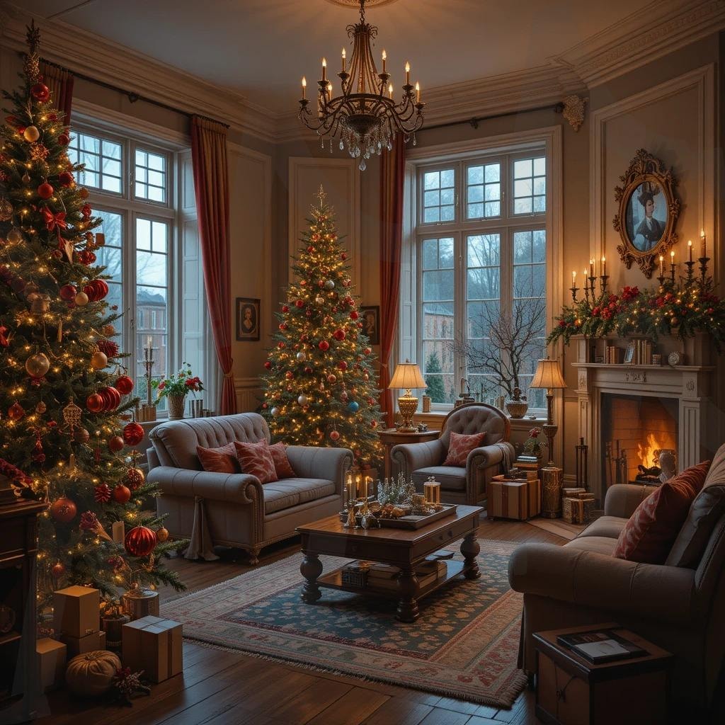 벽난로 불이 은은하게 타오르는 아늑한 거실 | 크리스마스, 벽난로, 크리스마스장식, 아늑한, 불, ai | 스탠바이 STANDBUY 디지털 콘텐츠