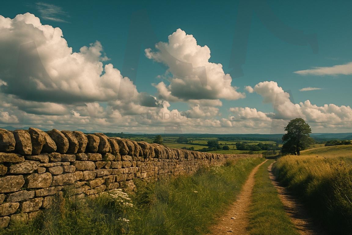 시네마틱 감성 시골 들판 길 풍경 사진 | ai, 시네마틱 풍경, 시골길, 감성사진, 빈티지 필름톤, 하늘과 구름 | 스탠바이 STANDBUY 디지털 콘텐츠