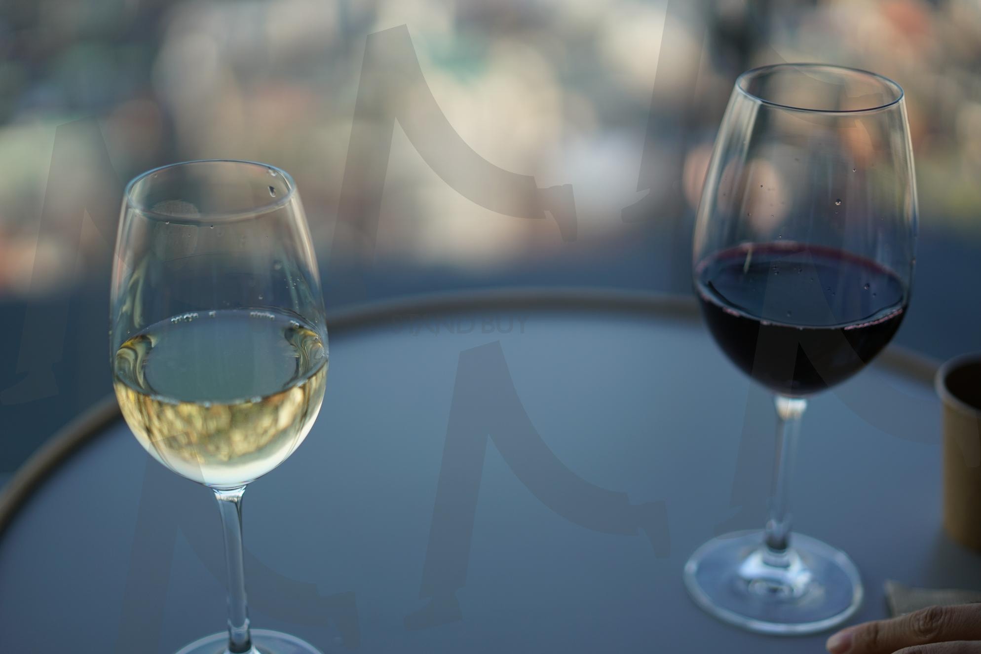 Red & White Wine — Elegant Lifestyle Table Scene | lifestyle, white wine, red wine, wine, wine glasses, design resources | 스탠바이 STANDBUY 디지털 콘텐츠