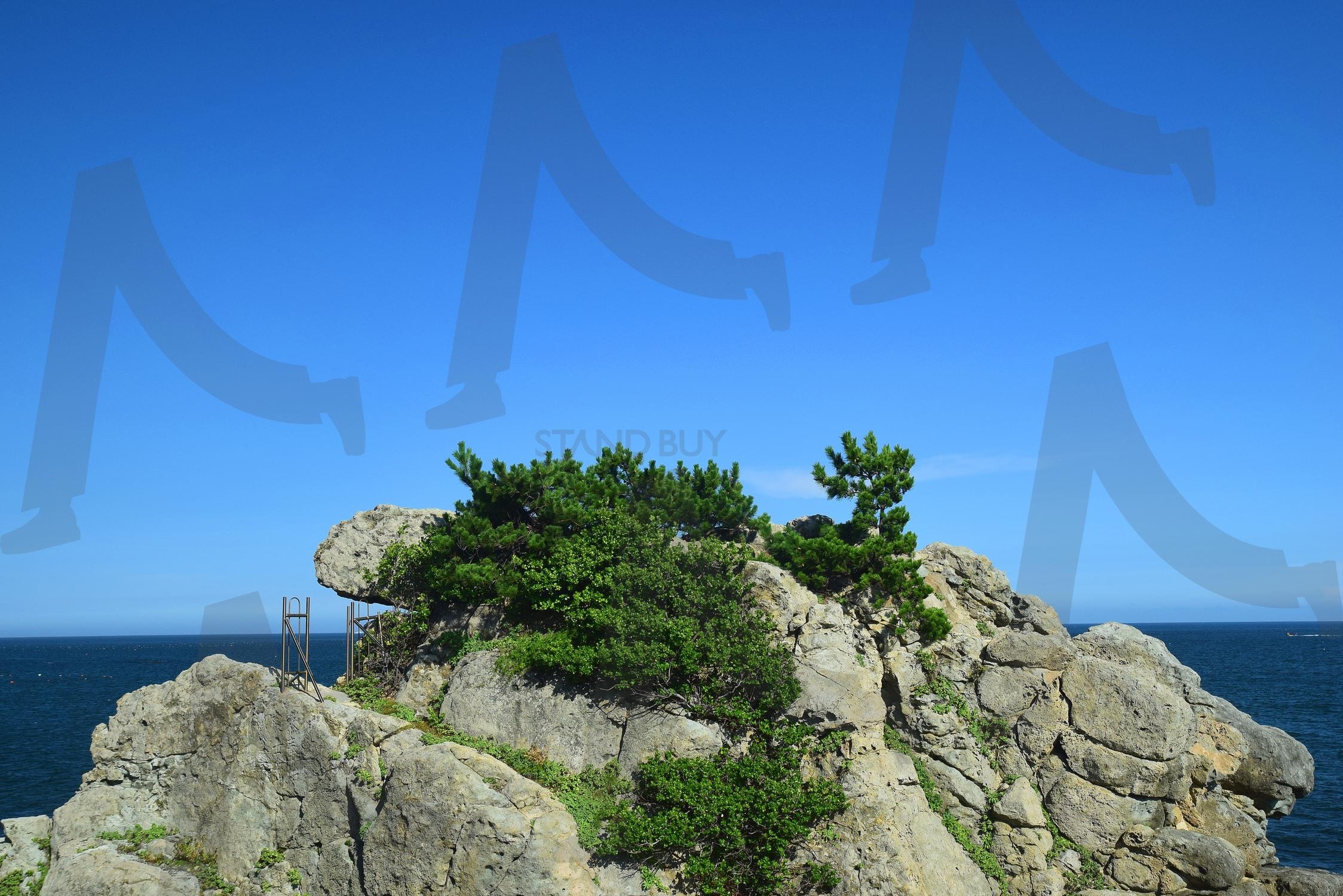 바위와 바다 풍경 | 바위, 바다, 돌, 하늘, 맑음, 날씨, 파랑, 푸른, 자연, 풍경 | 스탠바이 STANDBUY 디지털 콘텐츠