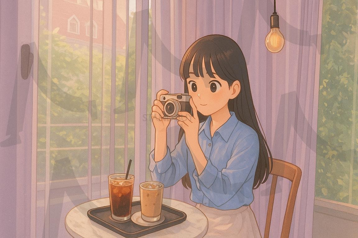 카페에 앉아있는 소녀 사진 | 카페, 감성카페, 여성, 소녀, 커튼, 예쁜카페, 커피, 카메라, ai | 스탠바이 STANDBUY 디지털 콘텐츠